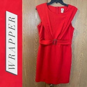 WRAPPER Red Belted Dress